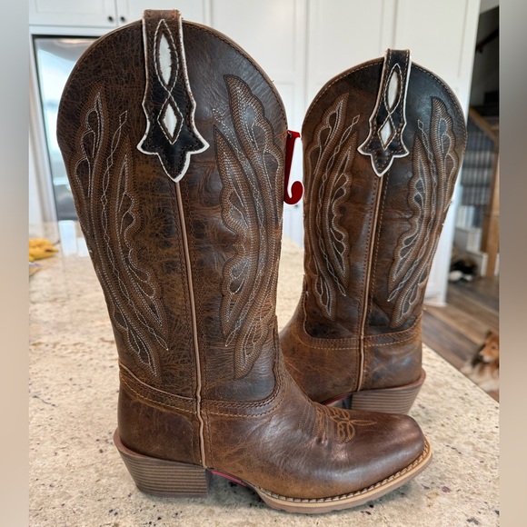 Justin Boots Women’s Western Cowboy Dark Brown Heeled Boots - Picture 1 of 13